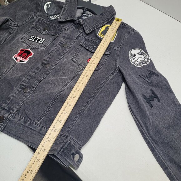 We Love Fine by Goldie Star Wars Patchwork Denim Jacket Black Sith Darkside Med. - Picture 8 of 10